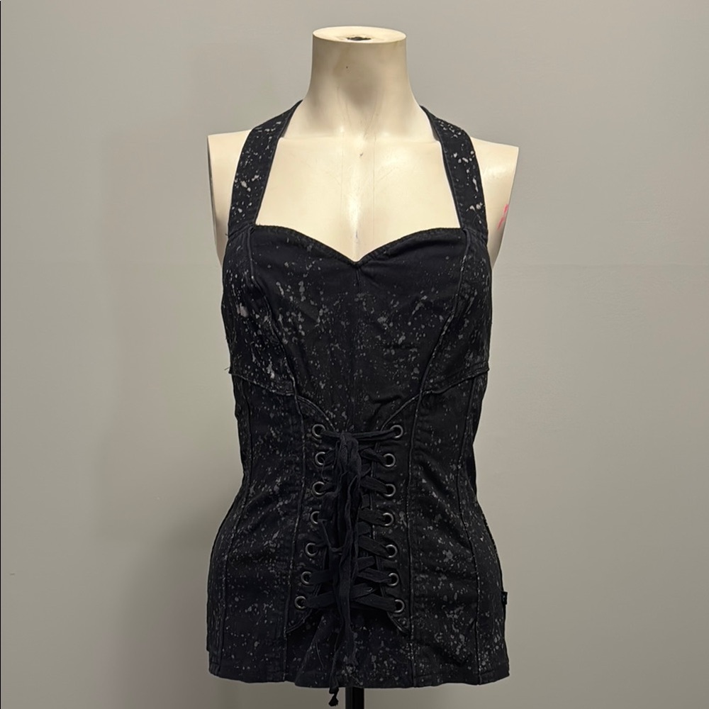 Rare find!!!! Royal bones acid washed corset halter top!